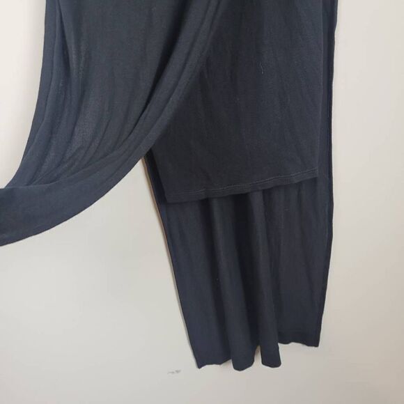 Anthropologie Three Dots Womens Small Black Dress Double V HI Low Slits Stretch - Picture 5 of 10